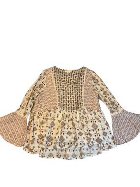 Style & Co. Boho Mixed Print Peasant Top - Petite Large